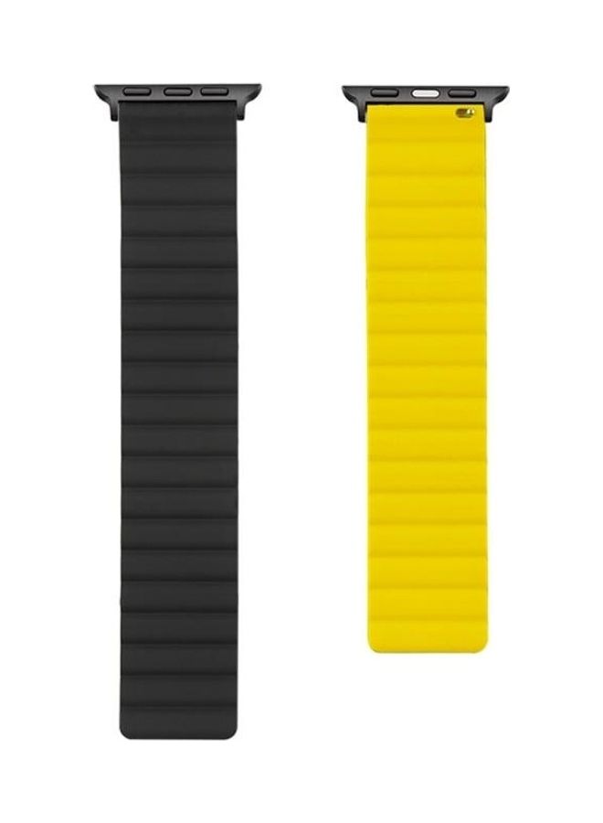 NIBEMINENT Ethnic Replacement Watchband For Apple Watch Series 1/2/3/4/5/6/7/SE 38/40/41mm Black/Yellow - Image 1