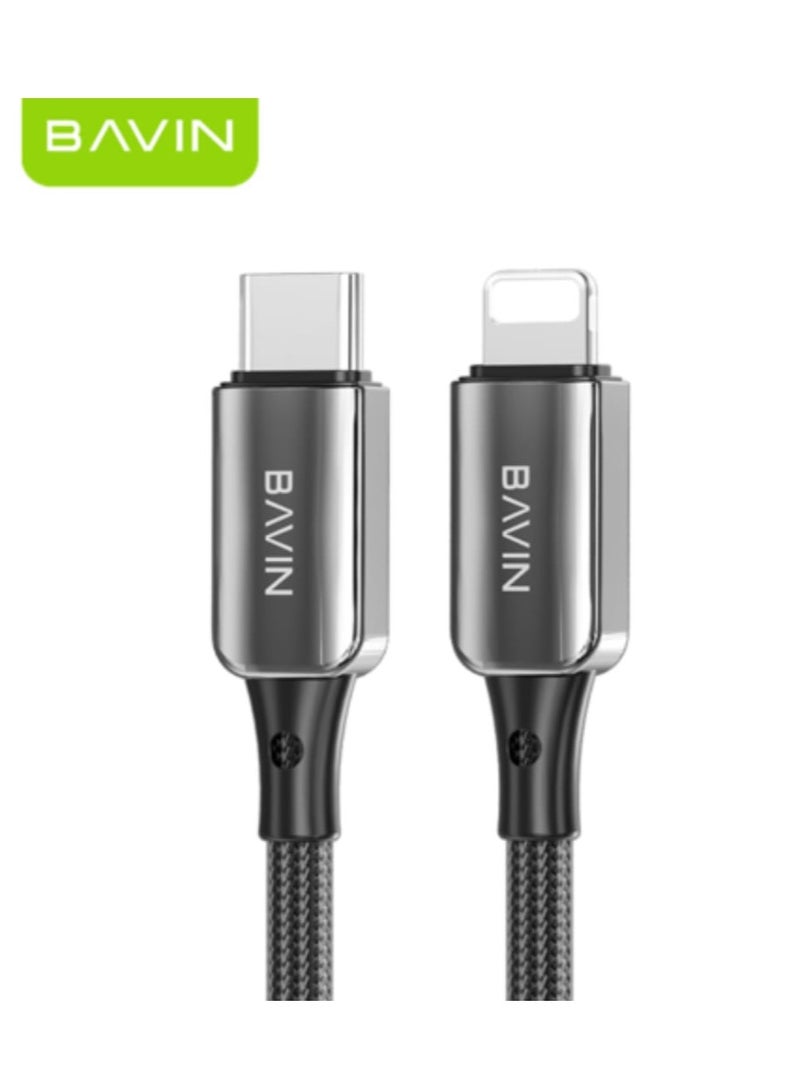 Bavin 30W Type-C to iPhone Braided Nylon Charging Cable 1m Black - Image 1