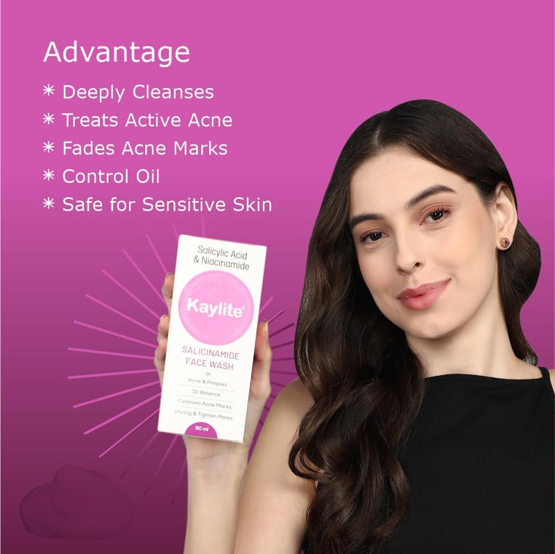 Kaylite Salicinamide Face Wash Acne Pimples Cleanses Acne Marks Face Wash With Salicylic Acid Perfume Base Face Wash Niacinamide Acne Acne Marks For Oil 60ml Pack of 2 120 ML - Image 4
