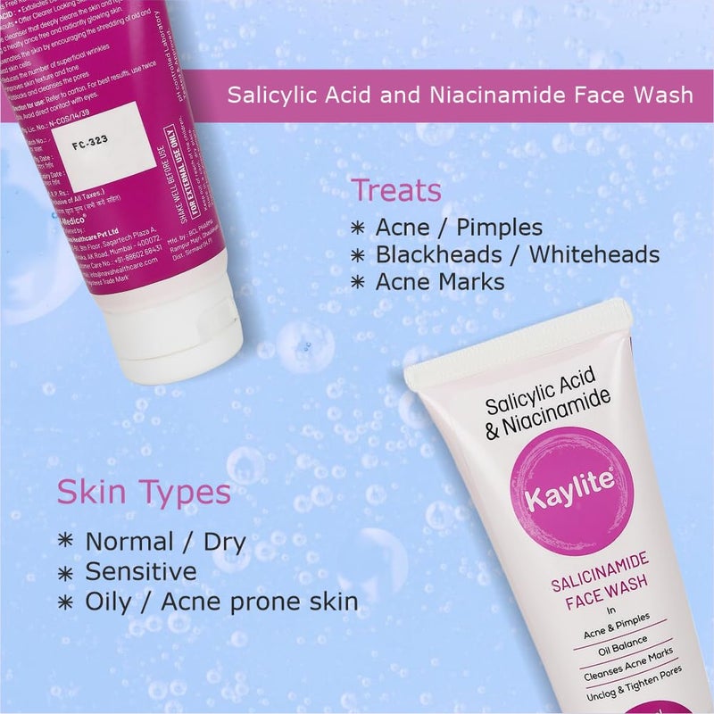 Kaylite Salicinamide Face Wash Acne Pimples Cleanses Acne Marks Face Wash With Salicylic Acid Perfume Base Face Wash Niacinamide Acne Acne Marks For Oil 60ml Pack of 2 120 ML - Image 5