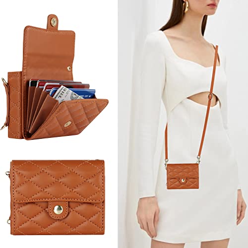 XIMAND for Samsung Galaxy Z Flip 7 Accordion Crossbody Wallet Case 4 Card Slots RFID Blocking and Adjustable Strap Stylish and Versatile AccessoryBrown - Image 3