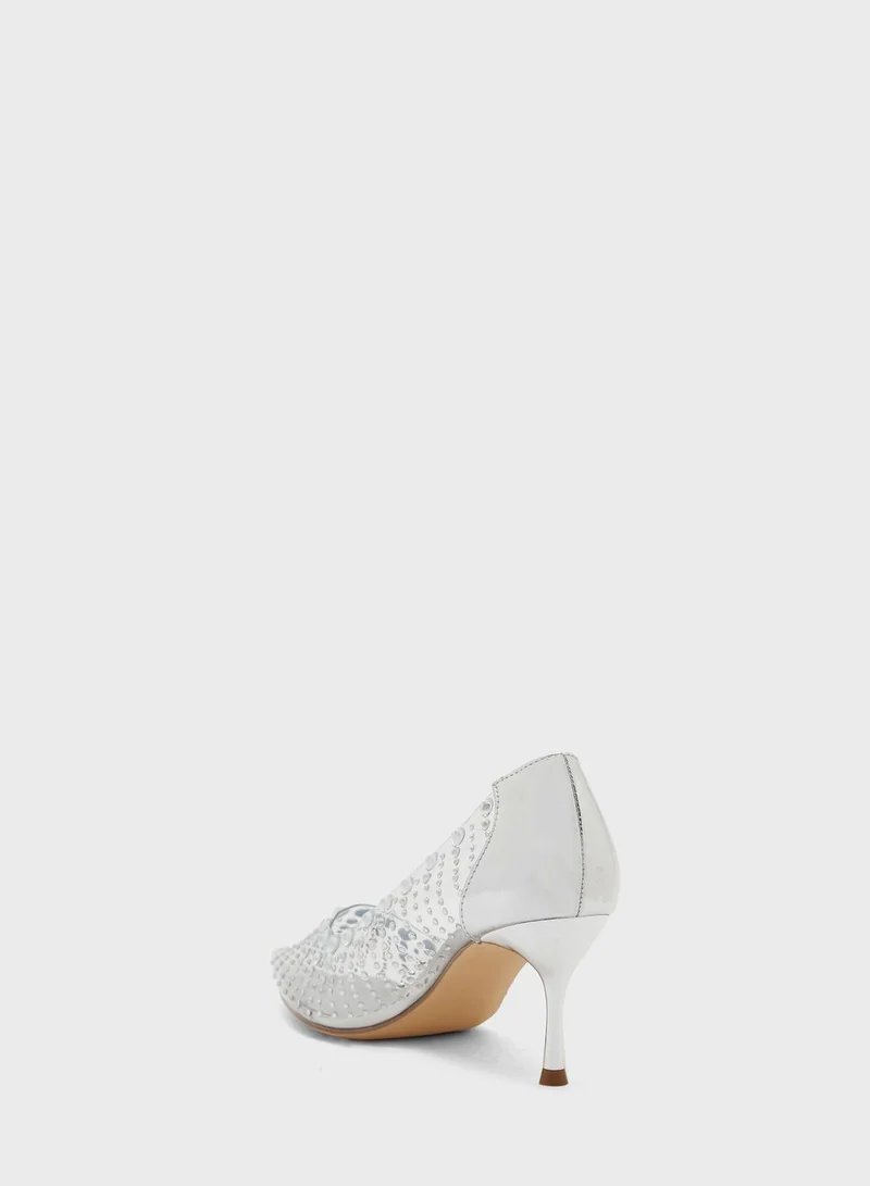 Ella Limited Edition Bejewelled Clear Pointed Pump