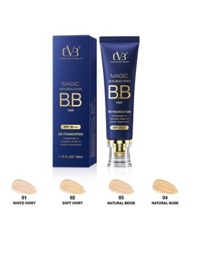 CVB C65 Magic Skin Beautifier BB Fair Cream for Complexion Enhancer, Matte BB Foundation for Face Make-up, Skin Hydration with SPF 30 ++ (01 White Ivory) - Image 4