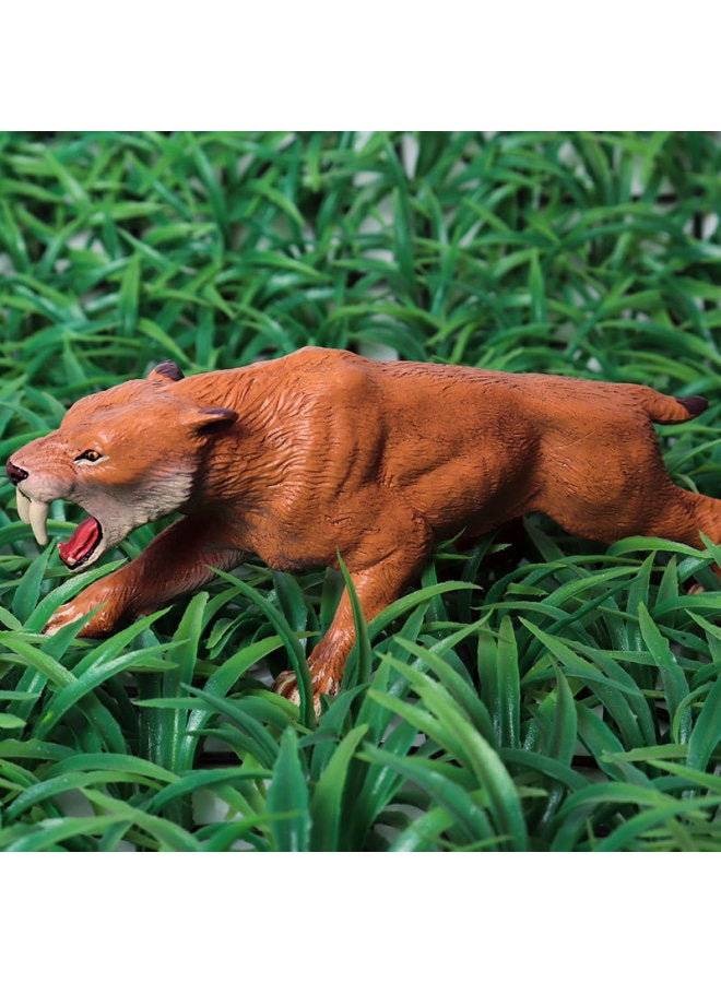 نموذج محاكاة الحياة البرية الصلبة للأطفال، حلي ما قبل التاريخ، العصر الجليدي، نمر ذو أسنان نمر، لعبة يد النمر - اللون: أسد سابرتوث - Image 5