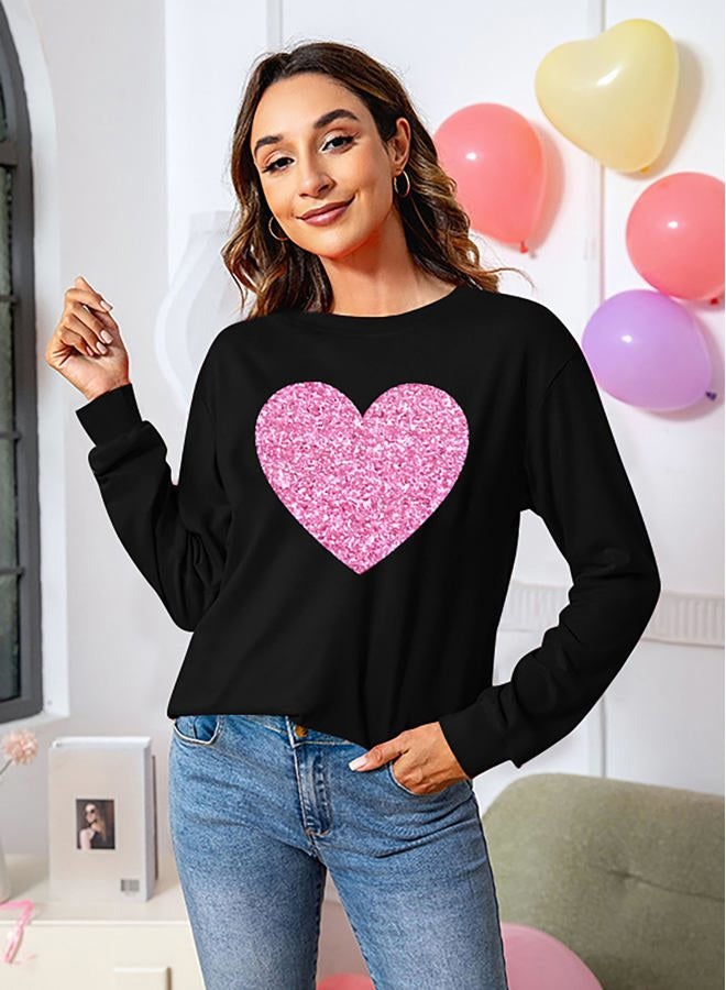 CAZYCHILD Valentines Day Women Shirt : Love Heart Graphic Long Sleeve Valentine Pullover Tops Casual Valentines Gifts, Heart-black, M - Image 4