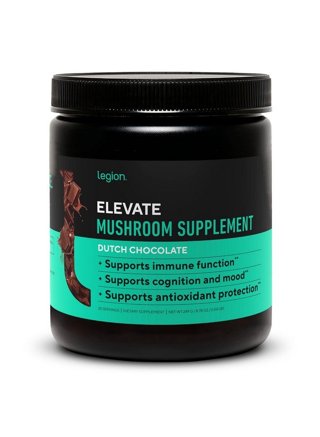 LEGION Elevate Mushroom Supplement Powder - Mushroom Blend of Lions Mane Powder, Reishi Powder & Beta-Glucan- Mushroom Powder to Boost Immune System, Mood & Performance Dutch Chocolate (30 Servings) - Image 1