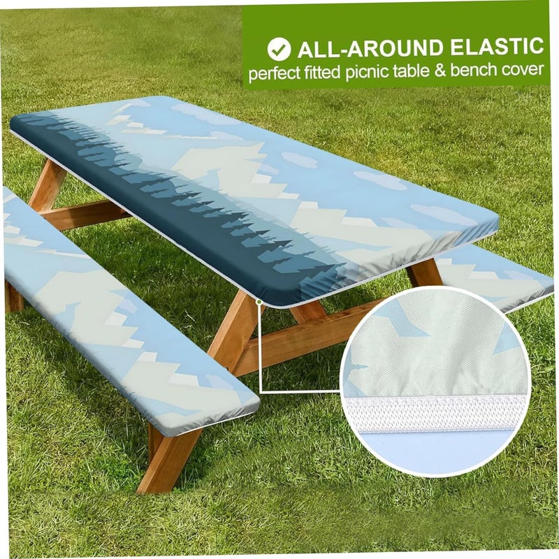 Picnic Table Cover 3-Piece 8Ft (76X244Cm) Waterproof & Stain-Resistant Picnic Tablecloth - Secure Elastic Edge Outdoor Table Cover for Garden Parties, Bbqs, Camping & Outdoor Dining - Image 3