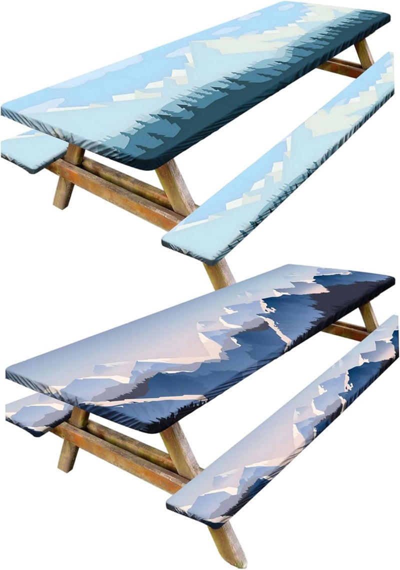 Picnic Table Cover 3-Piece 8Ft (76X244Cm) Waterproof & Stain-Resistant Picnic Tablecloth - Secure Elastic Edge Outdoor Table Cover for Garden Parties, Bbqs, Camping & Outdoor Dining - Image 4
