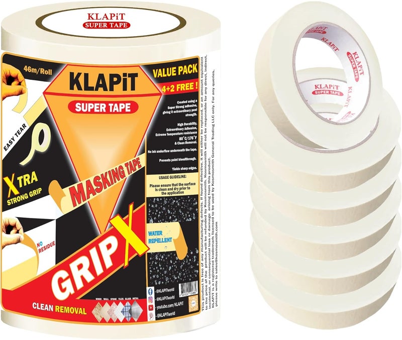KLAPiT GRIPX Masking Tape - 6 Pack - Image 1