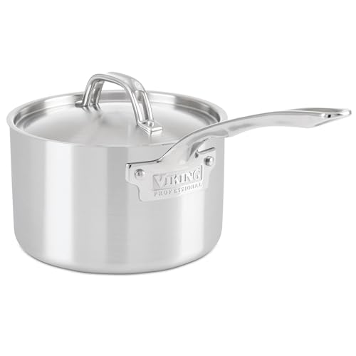 Viking 5-Ply Stainless Steel Sauce Pan with Lid, 3 Quart Saucepan Cooking Pot, Dishwasher and Oven Safe, Induction Ready, Satin Finish - Image 1