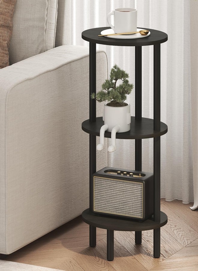 Furinno Turn-N-Tube Side Table, 3-Tier Oval End Table, Night Stand, Bedside Table, for Living Room, Bedroom, Espresso/Black - Image 2