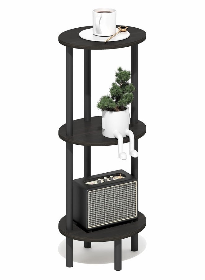 Furinno Turn-N-Tube Side Table, 3-Tier Oval End Table, Night Stand, Bedside Table, for Living Room, Bedroom, Espresso/Black - Image 1