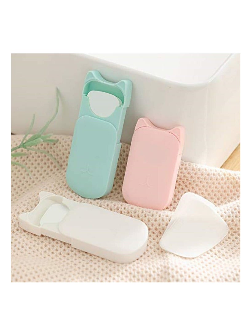 SYOSI 12 Box Antibacterial Soap Paper Sheets in C ute Cat Slid Case, Portable Disposable Antibacterial Nature Foaming Hand Paper Soap Sheet for Hiking, Camping, backpacking - Image 1