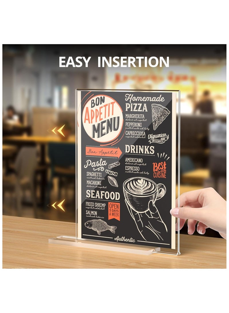 Slasa SLASA Acrylic Sign Holder 8.5x11 Inches , Double Sided Clear Display Stand Table Top Sign Paper Holder, Vertical Menu Flyer Holder (6 pack) - Image 2