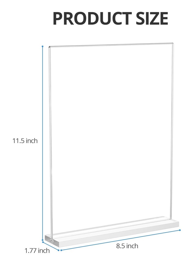 Slasa SLASA Acrylic Sign Holder 8.5x11 Inches , Double Sided Clear Display Stand Table Top Sign Paper Holder, Vertical Menu Flyer Holder (6 pack) - Image 3