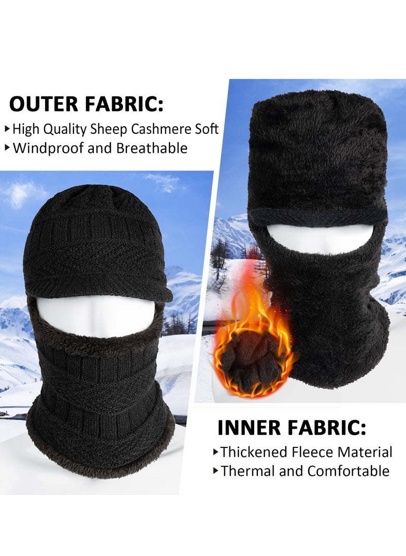 Generic 2Pcs Balaclava Mask Warm and Stylish Ski Face Mask for Cold Weather Knit Winter Hat Neck Gaiter and Ears Cover for Men and Women for Outdoor Running Sports Cycling Fishing Skiing - Image 3