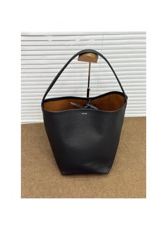 New Row Leather Bucket Bag Large Capacity Tote for Women black large