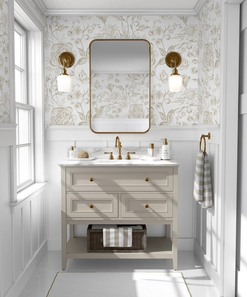 Micpolo Floral Peel and Stick Wallpaper Boho Beige Contact Paper Neutral Farmhouse Vintage Wall Paper Removable Self Adhesive Wallpaper Bedroom Cabinet Bathroom Waterproof Vinyl Roll 17.3" x 78" - Image 5