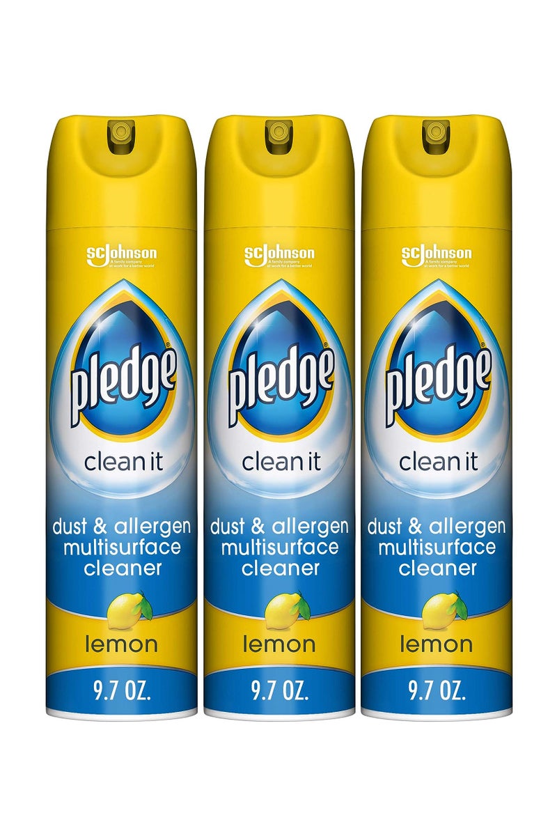 Pledge Everyday Clean Multi Surface Cleaner Aerosol, Dust & Allergen, Lemon, 9.7 oz (Pack of 3) - Image 1