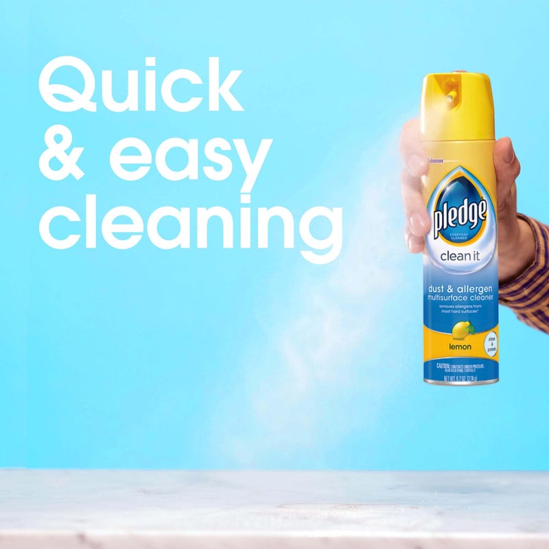 Pledge Everyday Clean Multi Surface Cleaner Aerosol, Dust & Allergen, Lemon, 9.7 oz (Pack of 3) - Image 2