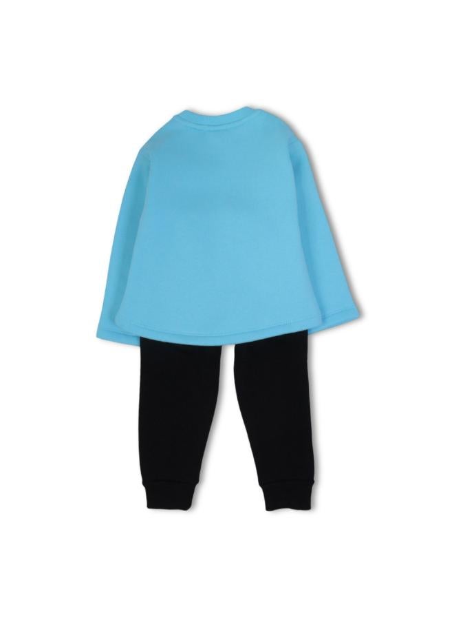 Ourkids Girls Cotton Pajama Set – Aqua with “Laugh, Smile & Be Happy“ Print - Image 2