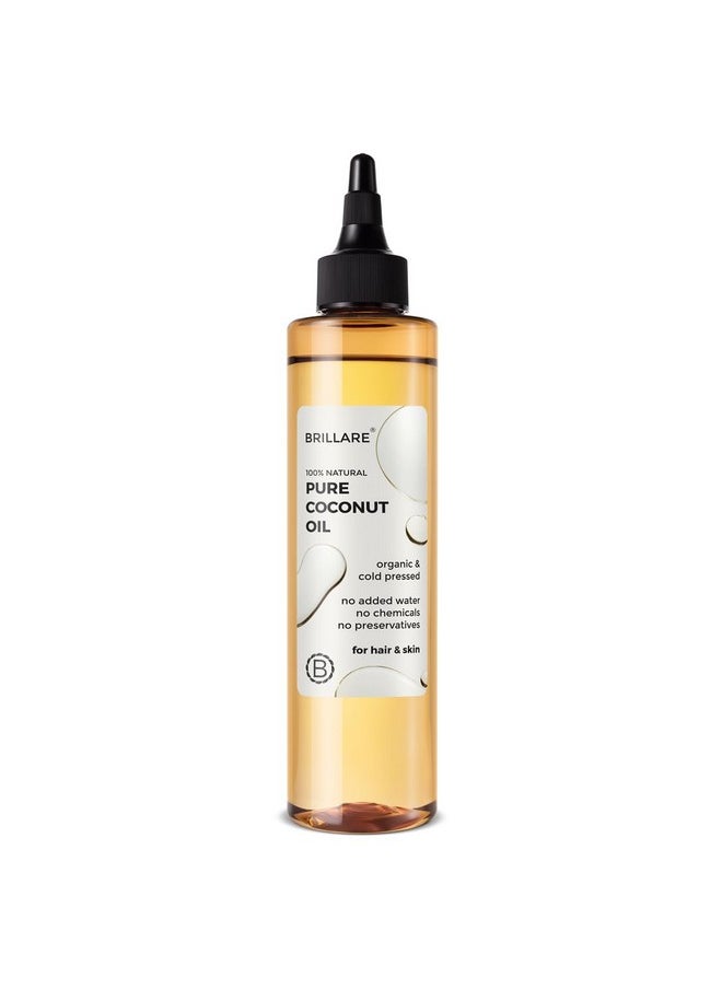 BRILLARE Pure Coconut Oil, Organic And Cold Pressed Hair Oil With Zero Chemicals, Rich In Vitamins & Amino Acids, Best For Dry & Flaky Skin, 100 Percent Natura Oill, 200 Ml  - Image 1