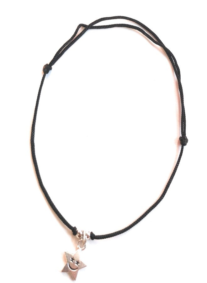Jyokrish Handmade Adjustable Simple Black Thread twisted hanging Star anklet For Women | girls | Nazariya |Payal | Nazar Battu |Free Size |Single Leg - Image 1