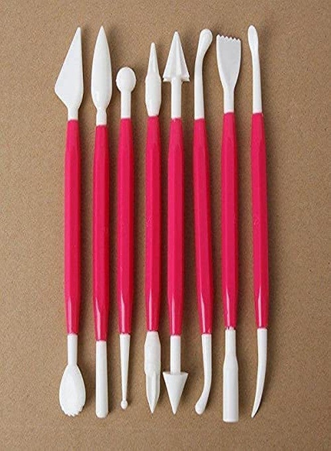 E - Buddies Plastic Ceramic Pottery Tools Set of 8, Carving Double Heads Clay Modelling, Sculpting, Shaping, Fondant Cake Decorating, for Art & Craft Supplies for Kids, Artist (Random Color) - Image 1