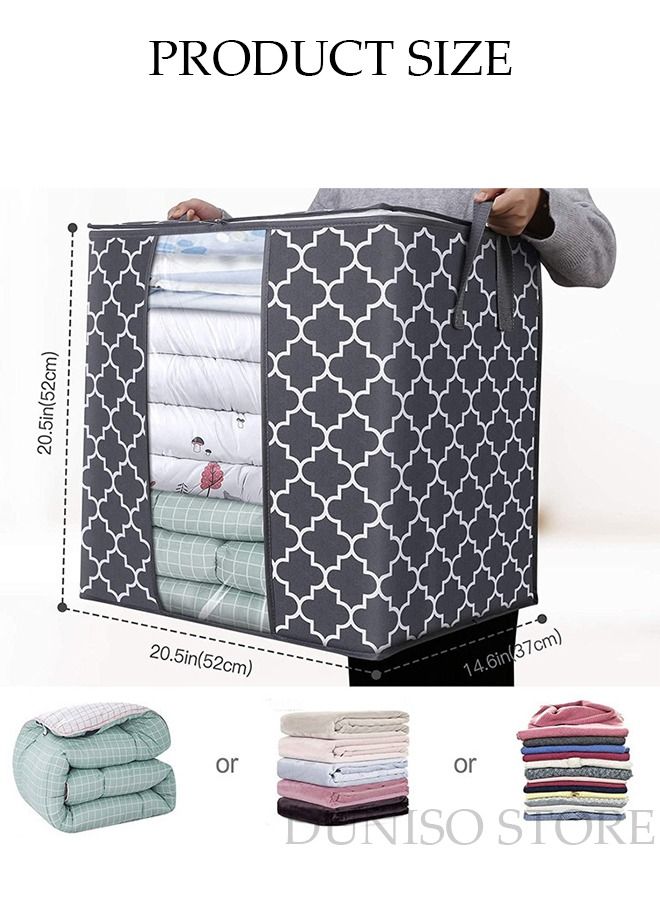 DUNISO 3-Piece Large Capacity Foldable Storage Bag with Clear Window Clothes Storage Bins Storage Containers with Durable Handles Thick Fabric for Blanket Comforter Clothing Bedding - Image 4