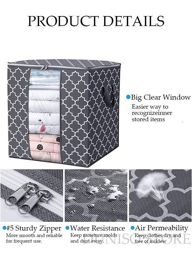 DUNISO 3-Piece Large Capacity Foldable Storage Bag with Clear Window Clothes Storage Bins Storage Containers with Durable Handles Thick Fabric for Blanket Comforter Clothing Bedding - Image 3