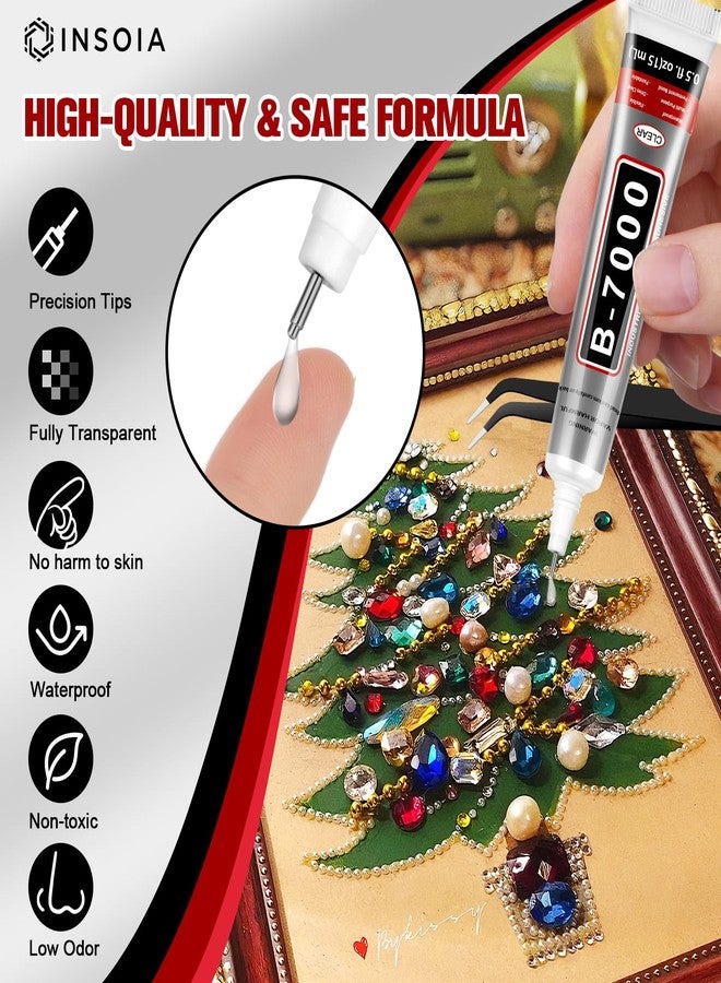 INSOIA B7000 Rhinestone Glue Clear 16 PCS 15ml - Strong Transparent No Trace Jewelry Glue with Precision Tip, Quick Dry Multi-Purpose Adhesive for Making Nail Makeup Fabric Shoes Craft Phone Repair - Image 3