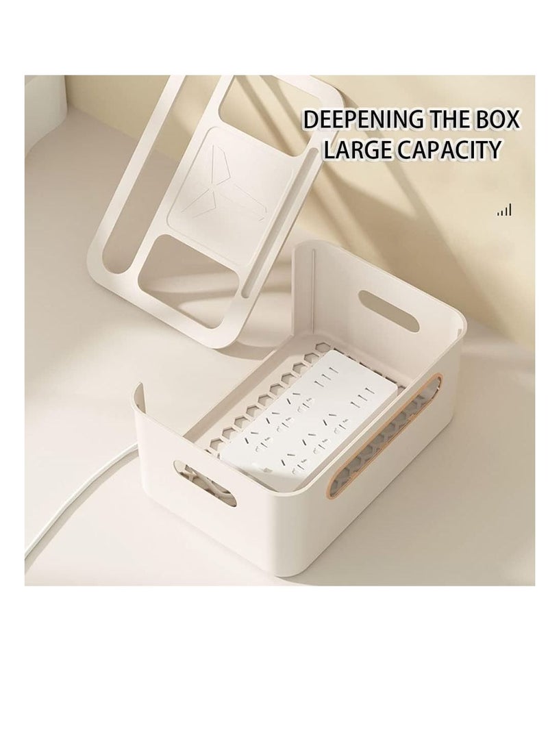 Wireless Router Storage box Power Strip Cord Storage box Multifunctional Cable Management Box for WiFi Router Set-top and Sockets (2Layer, Apricot) - Image 4