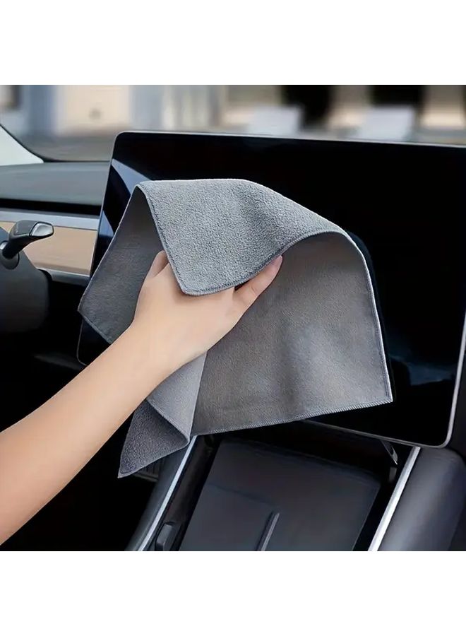 Gray Microfiber Quick Dry Cleaning Cloth Super Absorbent Lint Free For Car Motorcycle Boat EV Detailing - Image 1