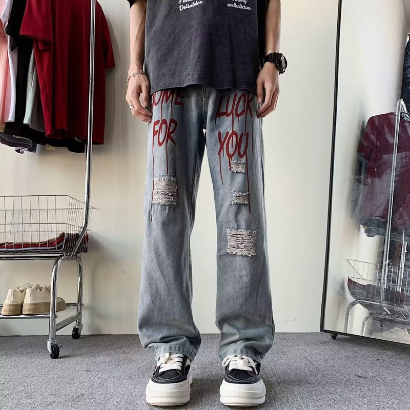 Unisex Classic Denim Jeans Loose Fit Daily Outdoor Wear - Image 1