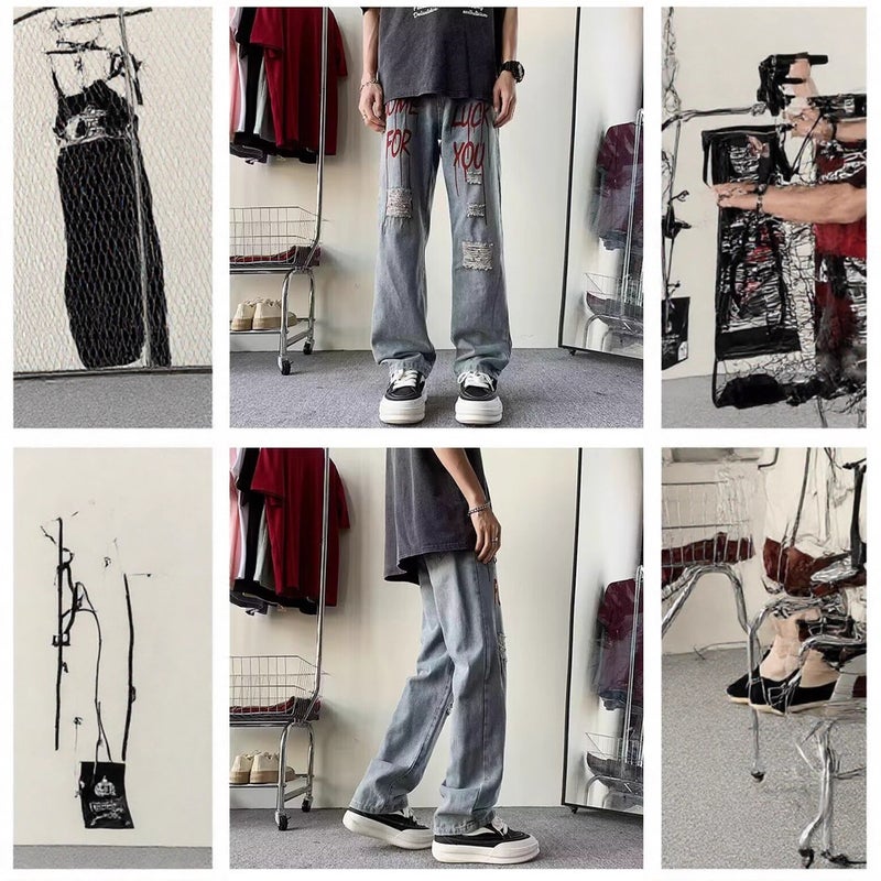 Unisex Classic Denim Jeans Loose Fit Daily Outdoor Wear - Image 2