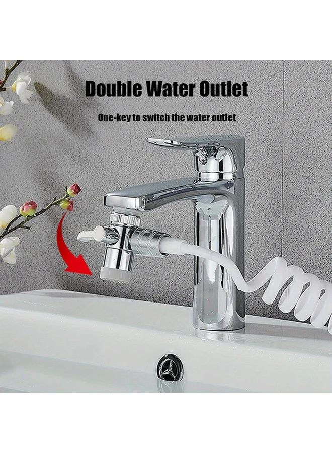 Silvery Wall Mounted Bathroom Sink Faucet Sprayer Extension Nozzle Adjustable Shower Set Easy Install - Image 5