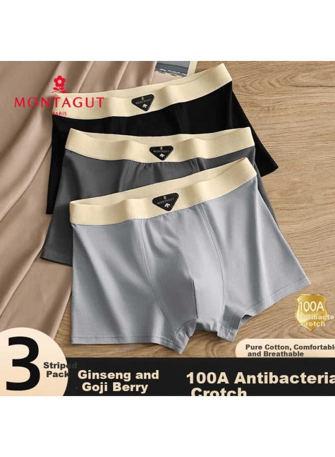 Montagut Men's Cotton Boxer Briefs With Goji Berry Extract, Antibacterial Crotch, Loose Fit, Breathable And Comfortable - Image 1