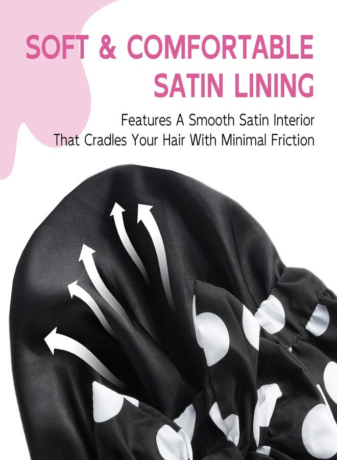 Years calm Shower Cap for Women with 2 Hair Ties, Luxury Shower Caps for Women Reusable Waterproof, Detachable Bowknot Satin Lined Hair Cap for Long Hair, Fit Spa, Travel, Shower - Image 2