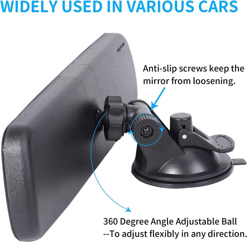 Wontolf Universal Rear View Mirror with Suction Cup - Anti-Glare Interior Mirror for Car, Truck, SUV & Boats - 9.76" (248mm) - Image 3