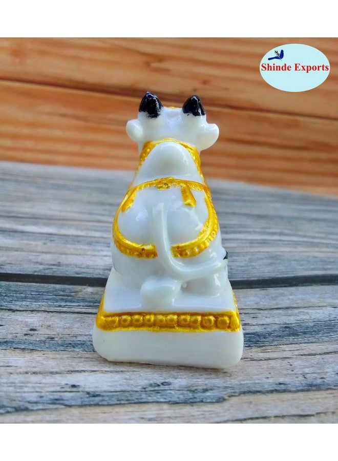SHINDE EXPORTS Small Size White Nandi maharaj Marble Idol for Pooja car Dashboard Home Decor puja Temple - Image 3