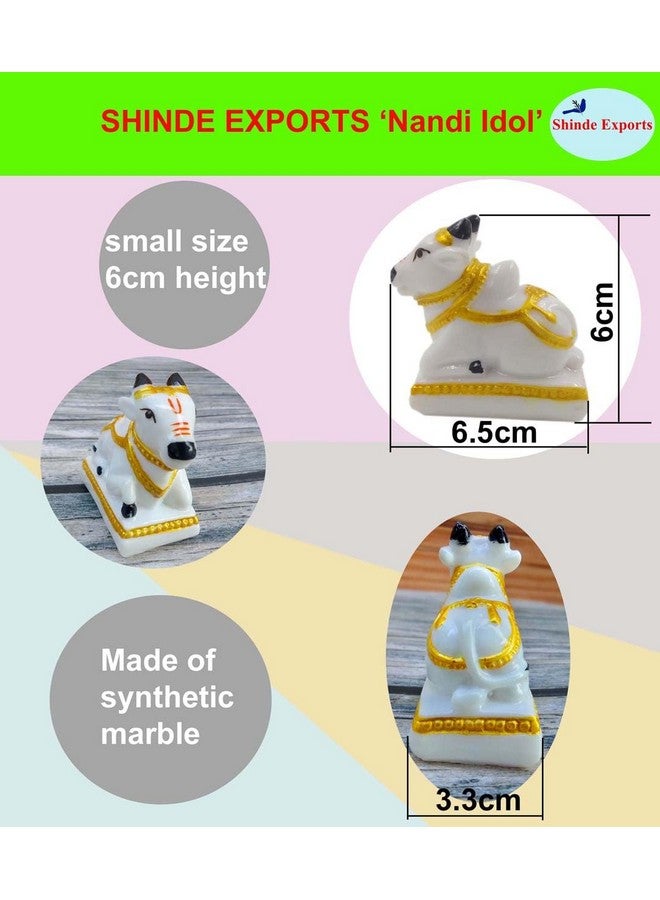 SHINDE EXPORTS Small Size White Nandi maharaj Marble Idol for Pooja car Dashboard Home Decor puja Temple - Image 2