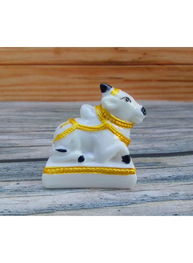SHINDE EXPORTS Small Size White Nandi maharaj Marble Idol for Pooja car Dashboard Home Decor puja Temple - Image 1