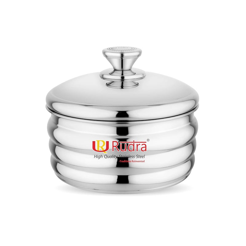 RUDRA Krystal Serving Pot Hot Fresh Insulated Casserole with Steel Lid Steam Vent BPAFree FoodGrade Hot Pot Elegant Durable Design for Home Kitchen Dining Keeps Food Hot Fresh Longer Steel 2000 ml - Image 1