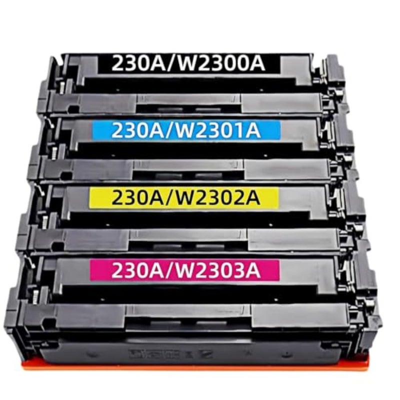 مجموعة خراطيش حبر بديلة 230A مع شريحة لطابعات HP Color LaserJet Pro 4203dw/4203dn/4303dw، 4 عبوات، أسود، متوافقة مع إنتاجية عالية - Image 1