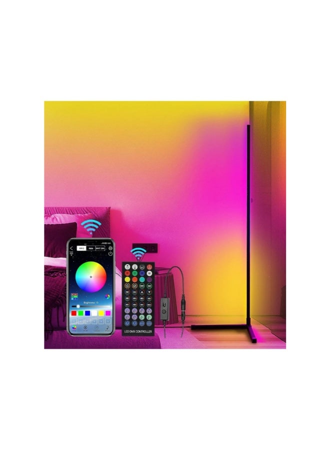 أكاليكس مصباح أرضي زاوية RGB بطول 158 سم، مصباح ذكي قائم مع جهاز تحكم عن بعد وتطبيق للتحكم في غرف المعيشة العصرية - Image 1