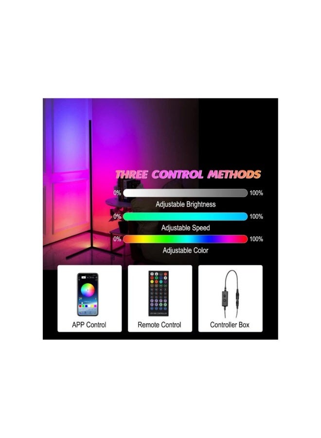 أكاليكس مصباح أرضي زاوية RGB بطول 158 سم، مصباح ذكي قائم مع جهاز تحكم عن بعد وتطبيق للتحكم في غرف المعيشة العصرية - Image 2