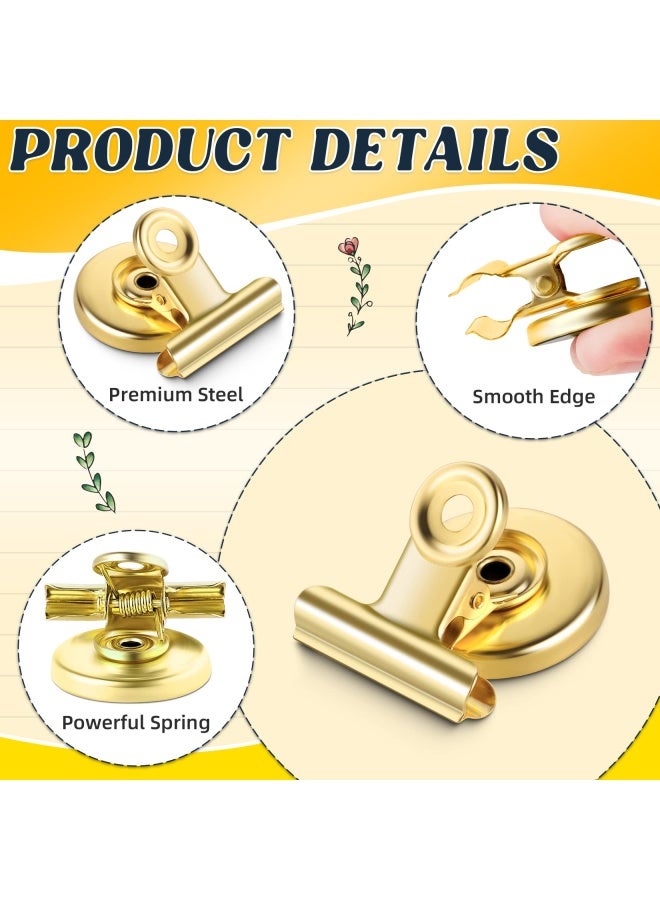 Grtard Magnetic Clips 12 Pack Heavy Duty Magnet Magnetic Hooks Clips Whiteboard Magnetic Clip Strong Refrigerator Magnet Clips Metal Magnet Clip Gold - Image 3