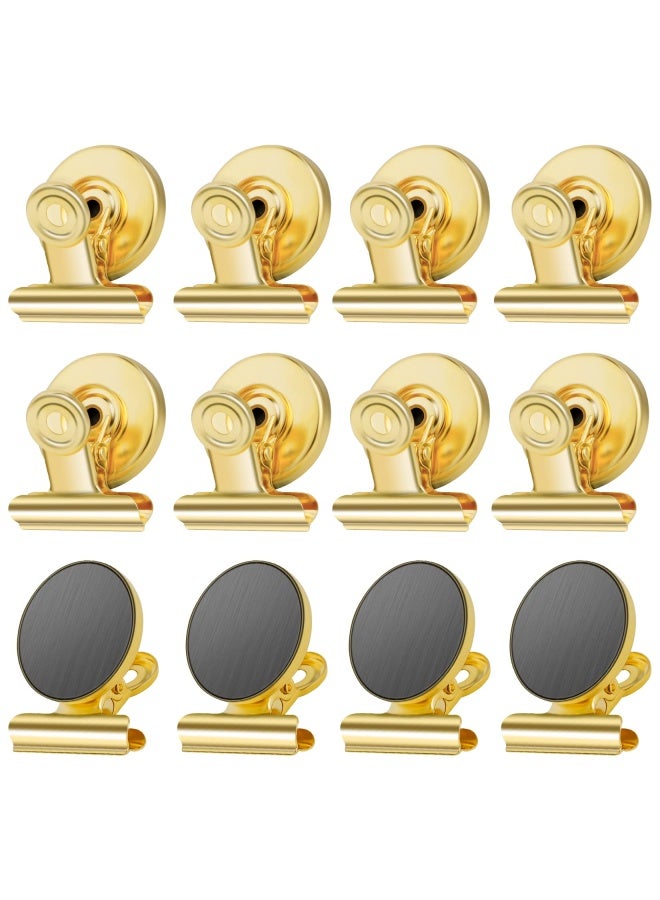 Grtard Magnetic Clips 12 Pack Heavy Duty Magnet Magnetic Hooks Clips Whiteboard Magnetic Clip Strong Refrigerator Magnet Clips Metal Magnet Clip Gold - Image 1
