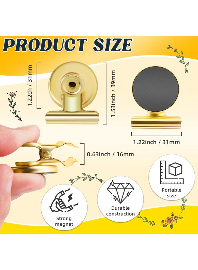 Grtard Magnetic Clips 12 Pack Heavy Duty Magnet Magnetic Hooks Clips Whiteboard Magnetic Clip Strong Refrigerator Magnet Clips Metal Magnet Clip Gold - Image 2