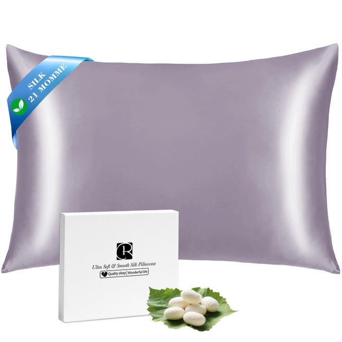 SILK PILLOW CASES WITH ZIPPER 21MOMME MULBERRY SILK PILLOWCASE FOR HAIR SKIN HEALTH SOFT SMOOTH BREATHABLE COOL PILLOW COVER FOR BEAUTY SLEEP WITH GIFT BOX 1PCQUEEN 20X30 LILAC
